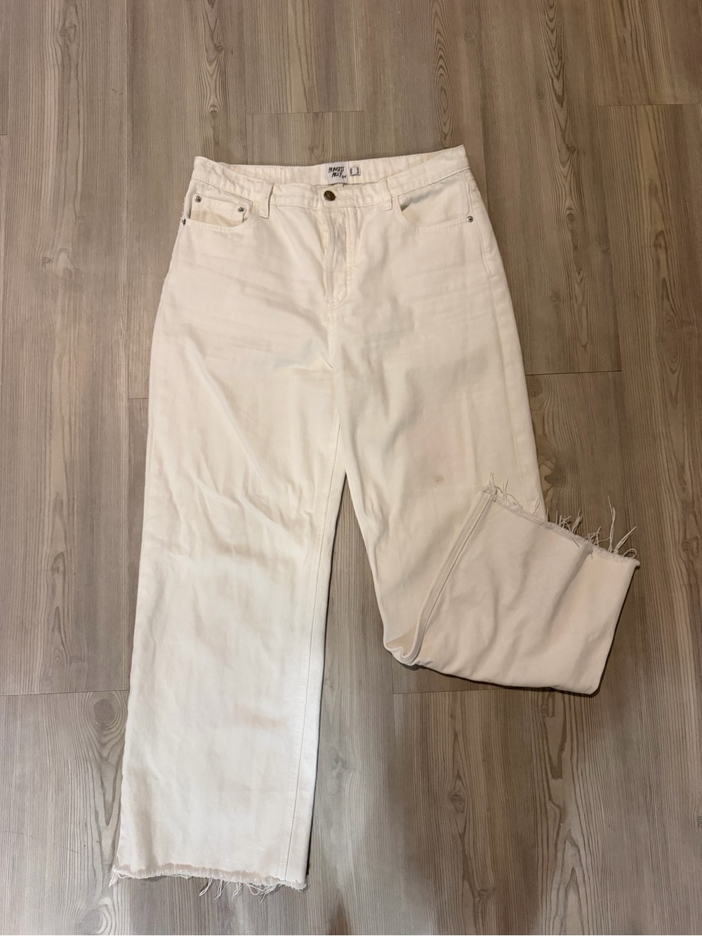 Princess Polly Off-White High-Rise Straight Jeans